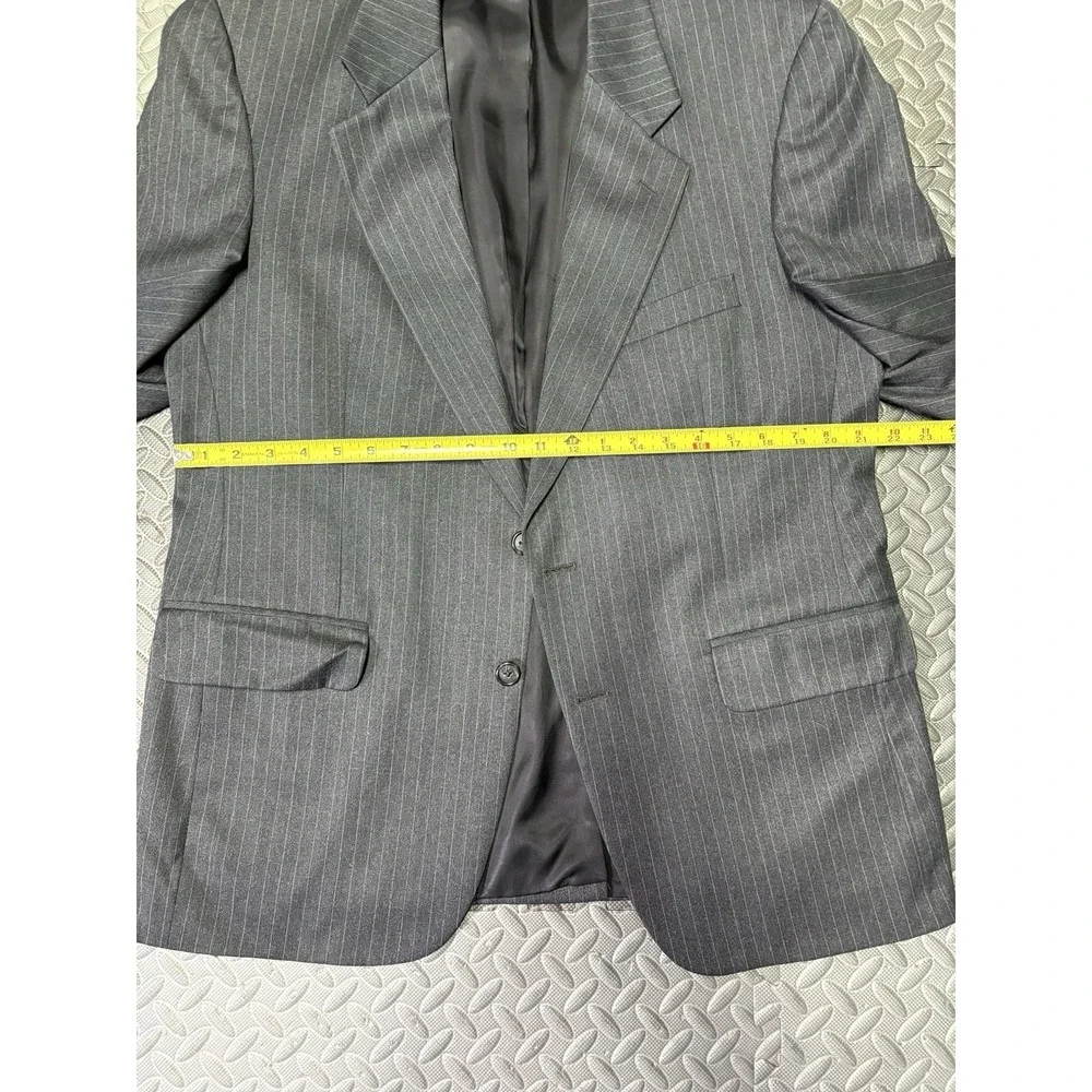 Vintage Burberrys Mens Grey Gray Striped Italian Wool Suit Blazer 36x28 Pants